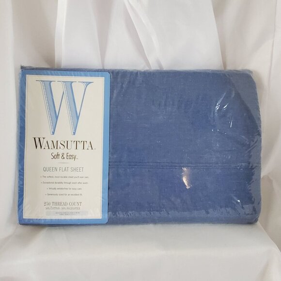 Wamsutta Queen Flat Sheet Denim Blue 250 Thread Count 50% Cotton 50% Polyester - Picture 11 of 11
